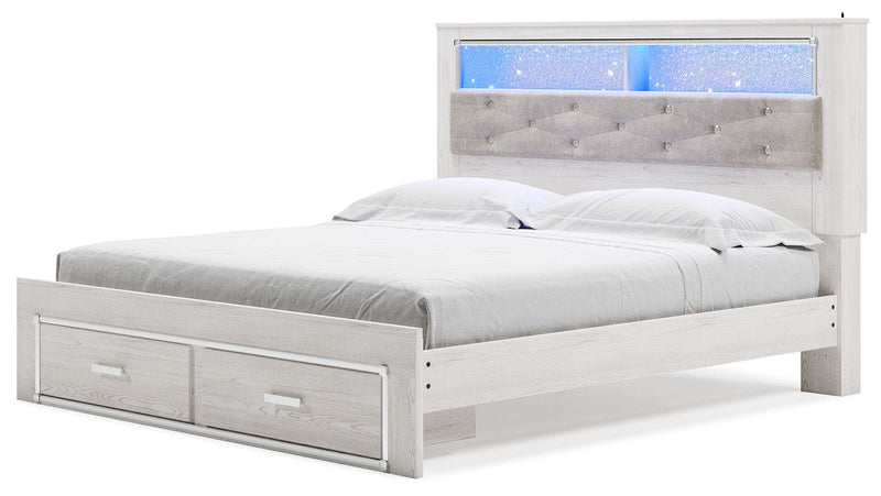 Altyra - White - King Upholstered Bookcase Bed With Storage - Storage Beds - Grand Furniture GA