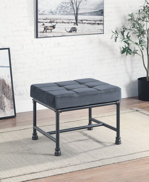 Brantley - Ottoman - Gray Velvet & Sandy Gray Finish - Grand Furniture GA