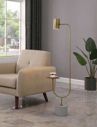 Jodie - Round Base Floor Lamp - Antique Brass And Gray