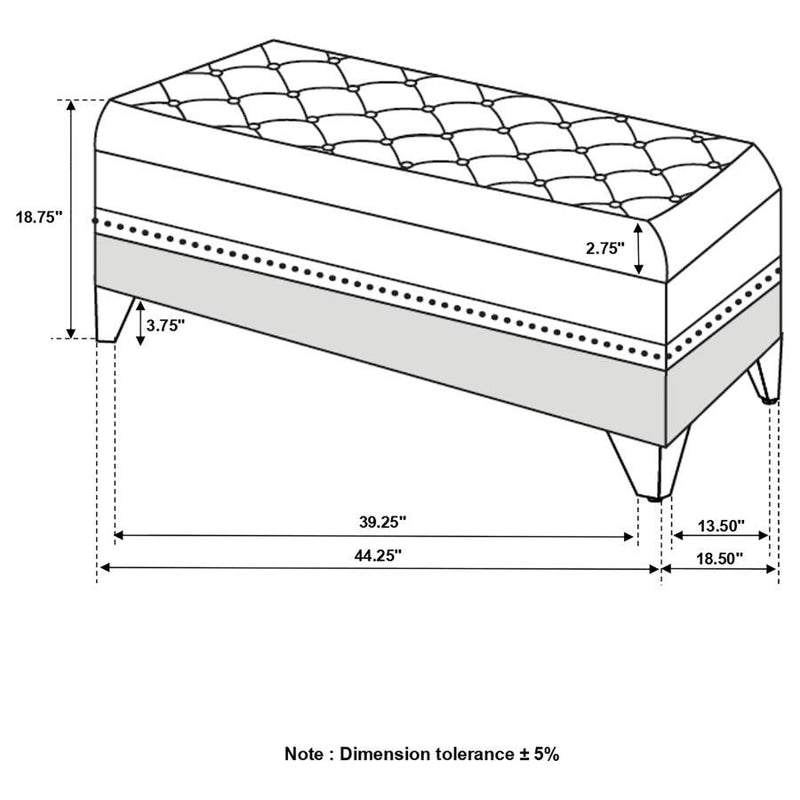 Barzini - Tufted Rectangular Trunk With Nailhead Black.