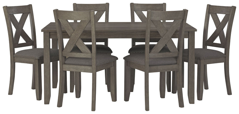 Caitbrook - Gray - Rect Drm Table Set (Set of 7).