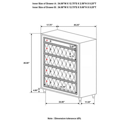 Antonella - 5-Drawer Upholstered Chest