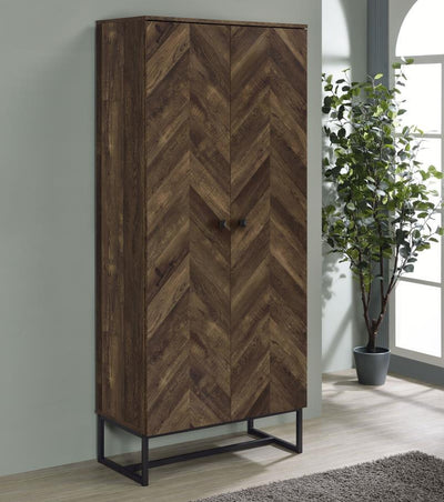 Carolyn - 2-Door Accent Cabinet - Rustic Oak and Gunmetal - Wood.