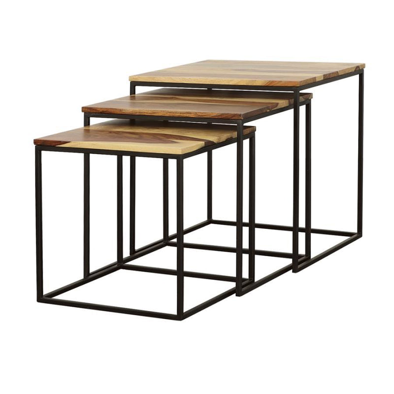 Belcourt - 3-Piece Square Nesting Tables - Natural and Black.