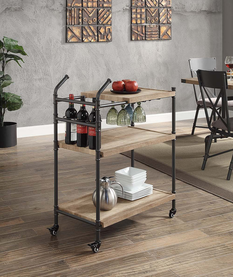 Brantley - Serving Cart - Oak & Sandy Black Finish - Grand Furniture GA