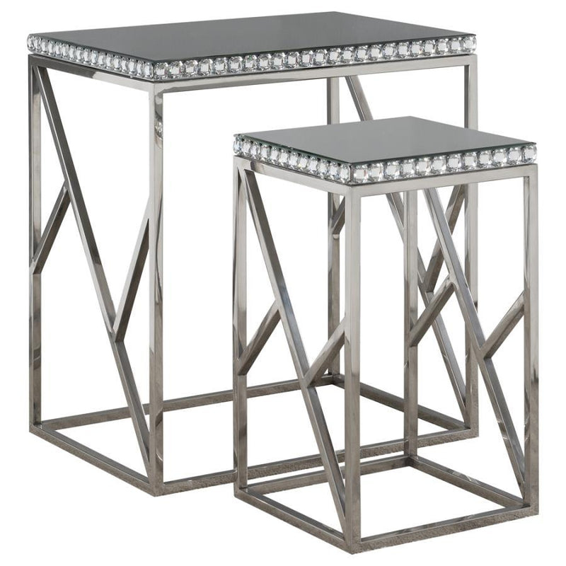 Betsy - 2-Piece Mirror Top Nesting Tables - Silver.