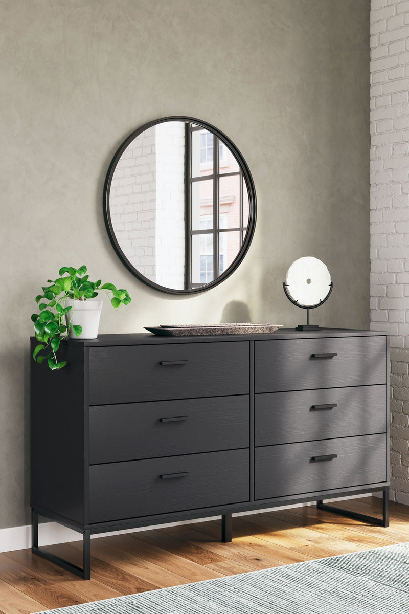 Socalle - Black - Six Drawer Dresser