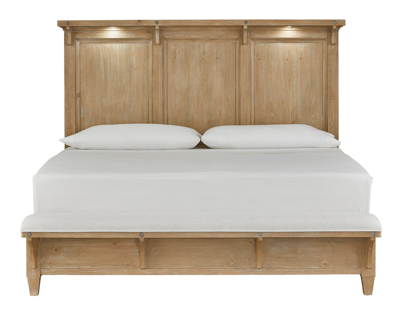 Lynnfield - Complete Lighted Panel Bed With Upholstered Footboard