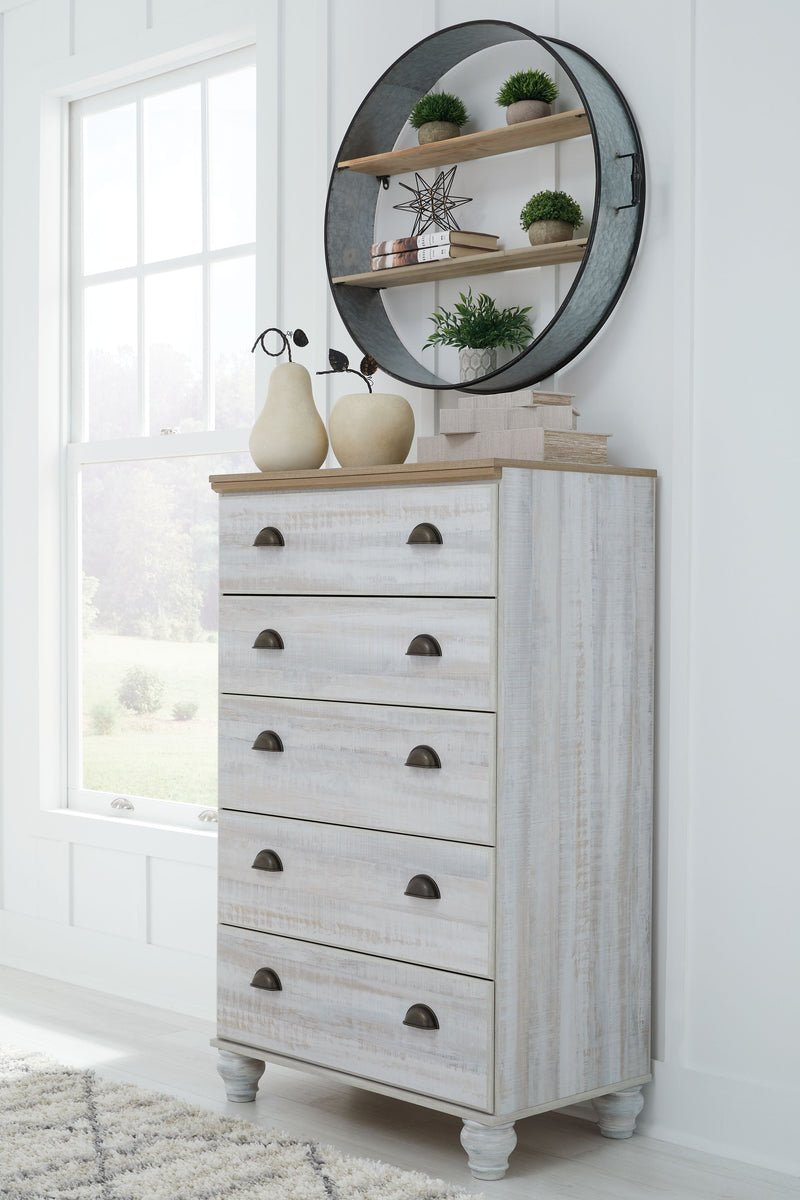 Haven Bay - Brown / Beige - Five Drawer Chest.