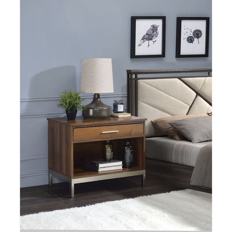 Sterret Accent Table - Walnut & Satin Plated - Grand Furniture GA