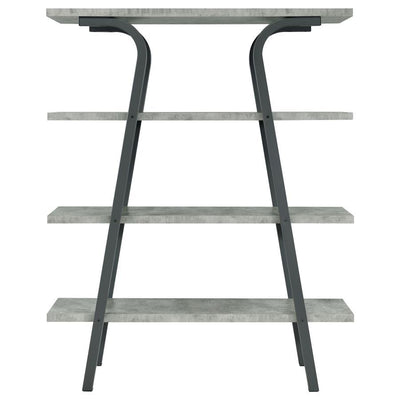 Tatum - 4-Tier Rectangular Bookcase - Cement and Gunmetal.