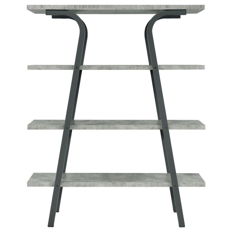 Tatum - 4-Tier Rectangular Bookcase - Cement and Gunmetal.
