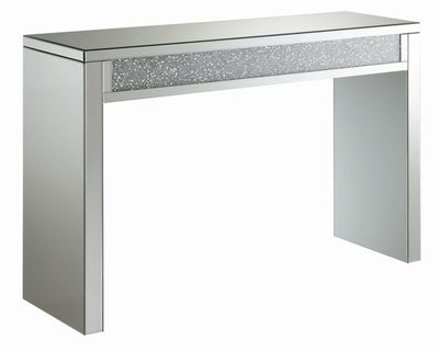 Gillian - Rectangular Sofa Table - Silver and Clear Mirror.