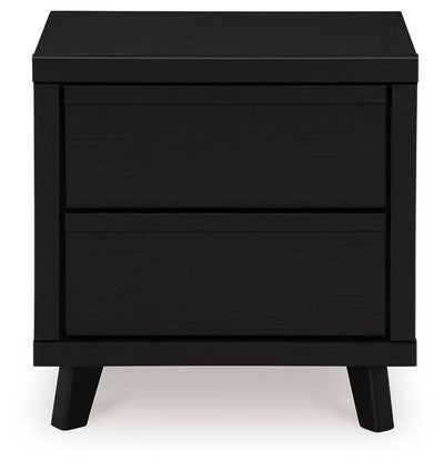 Danziar - Black - Two Drawer Night Stand.