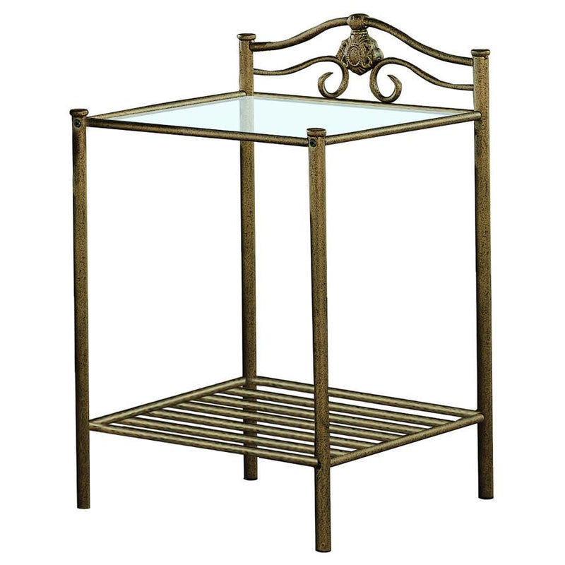 Sydney - 2-Shlef Nightstand - Antique Brushed Gold.