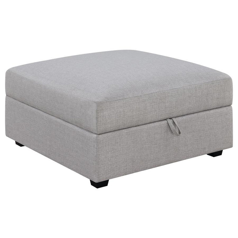 Cambria - Upholstered Square Storage Ottoman - Grey.