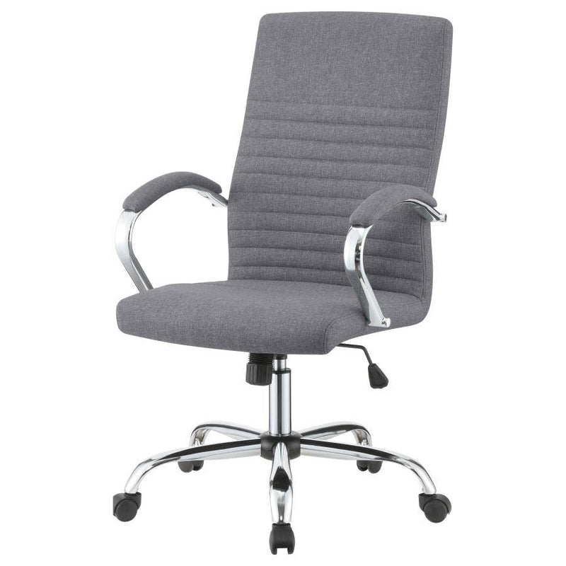 Abisko - Upholstered Office Chair With Casters - Grey and Chrome.