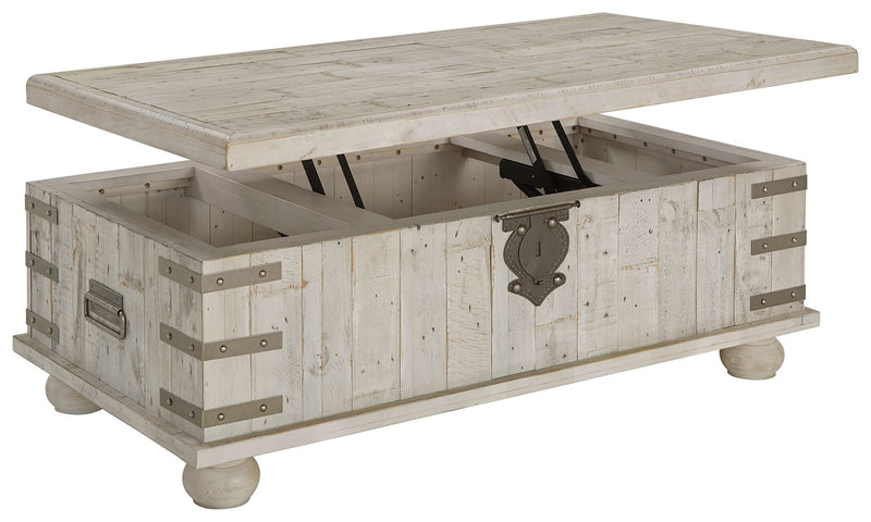 Carynhurst - White Wash Gray - Lift Top Cocktail Table.