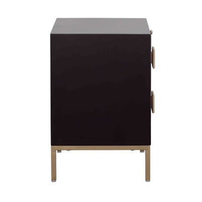 Two Drawer Chairside With Pullout Shelf - Midnight Hour & Champagne