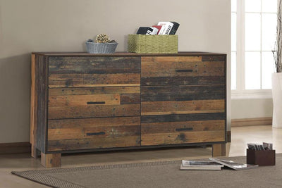 Sidney - 6-Drawer Dresser - Rustic Pine.