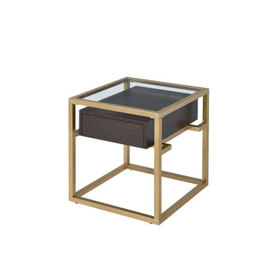 Yumia - End Table - Gold & Clear Glass - 23" - Grand Furniture GA