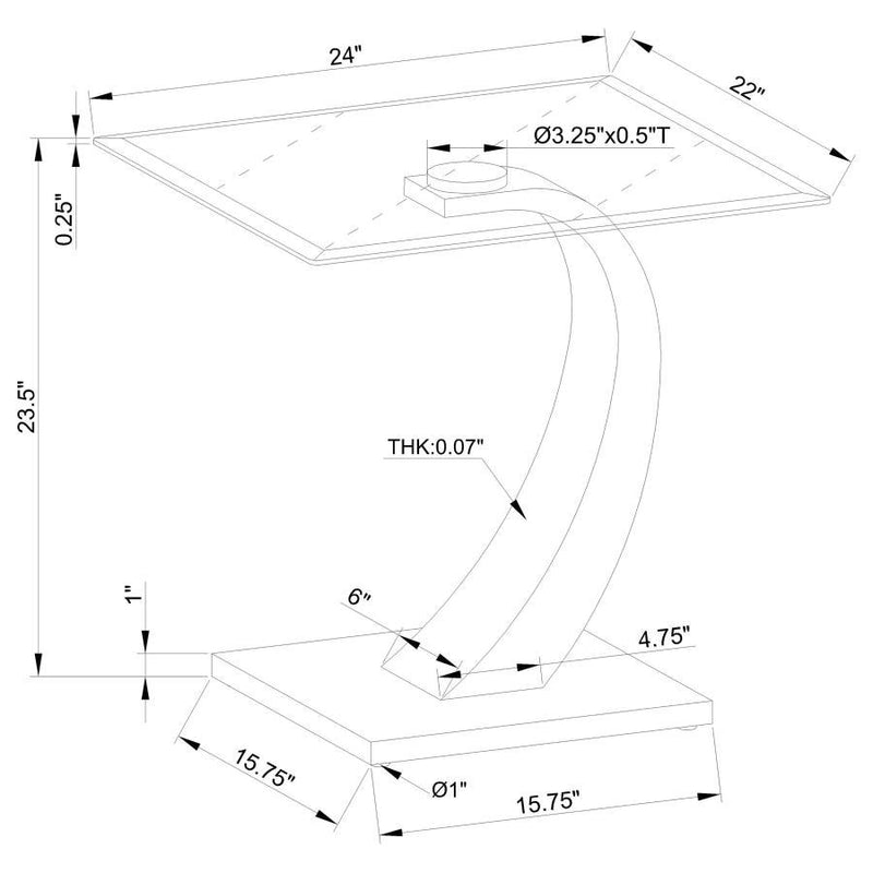 Pruitt - Glass Top End Table - Clear and Satin.