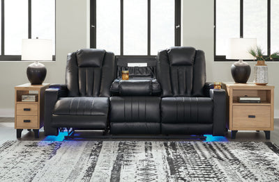 Center Point - Black - Rec Sofa W/Drop Down Table - Reclining Sofas - Grand Furniture GA