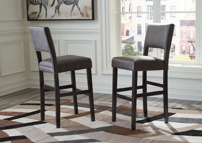 Leektree - Gray / Brown - Tall Uph Barstool (Set of 2)