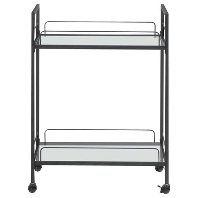 Curltis - Serving Cart With Glass Shelves - Clear and Black.