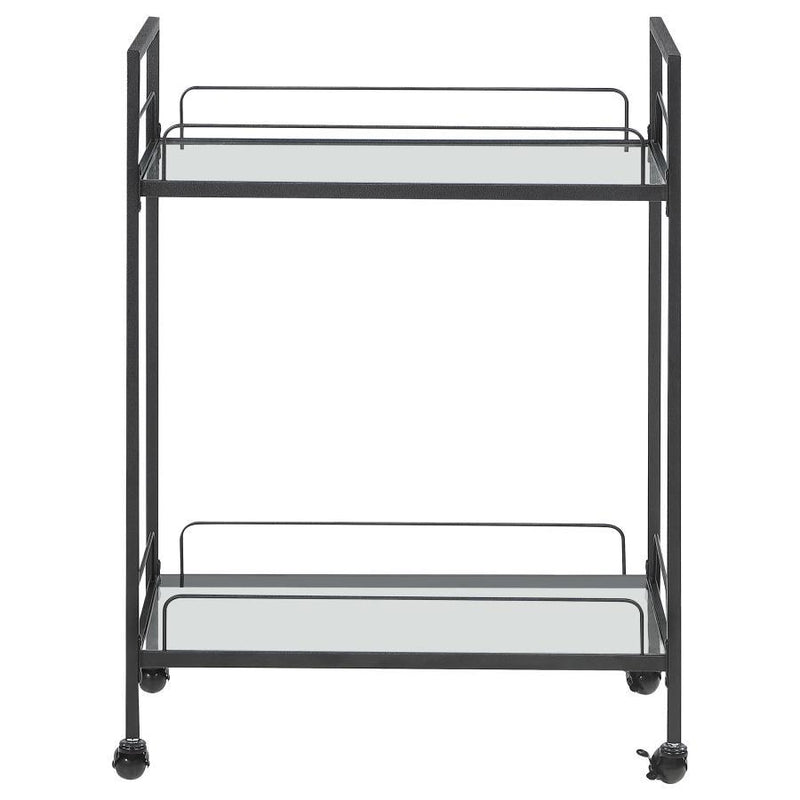 Curltis - Serving Cart With Glass Shelves - Clear and Black.