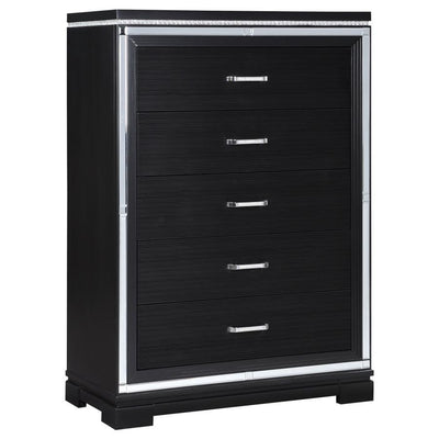 Cappola - Rectangular 5-Drawer Chest - Silver and Black.