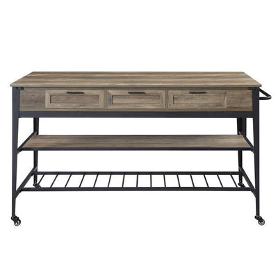 Macaria - Kitchen Island - Rustic Oak & Black Finish - 33"