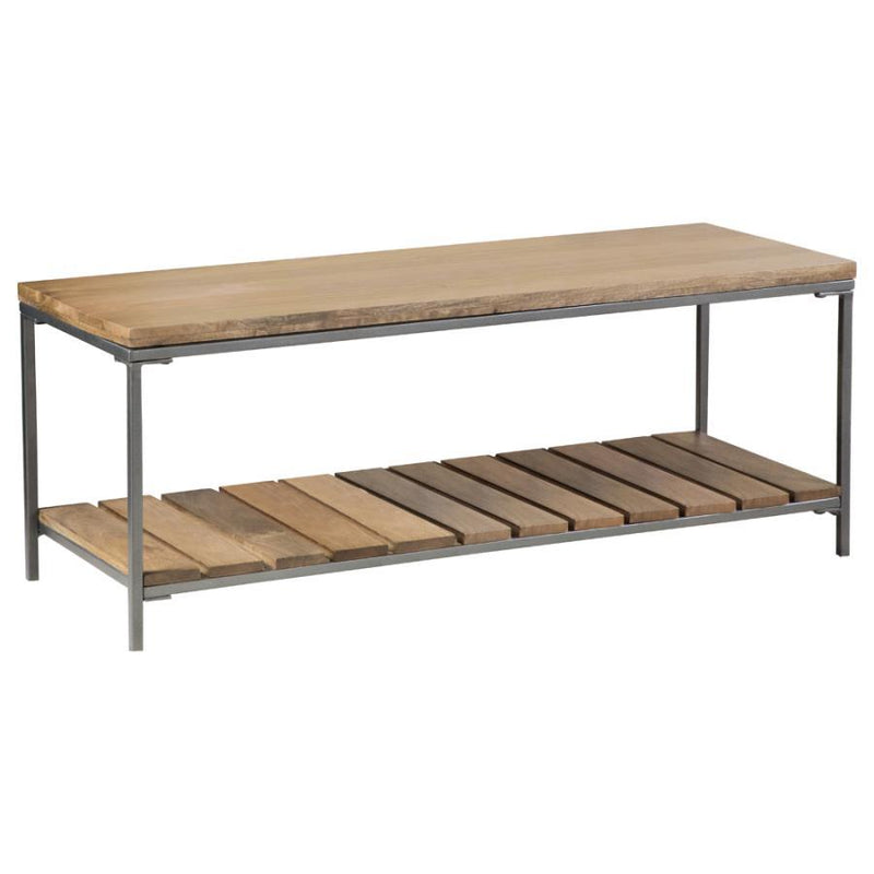 Gerbera - Accent Bench With Slat Shelf - Natural and Gunmetal.