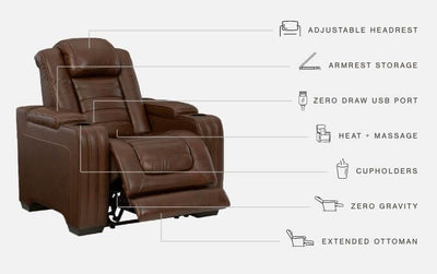 Backtrack - Chocolate - Pwr Recliner/Adj Headrest.