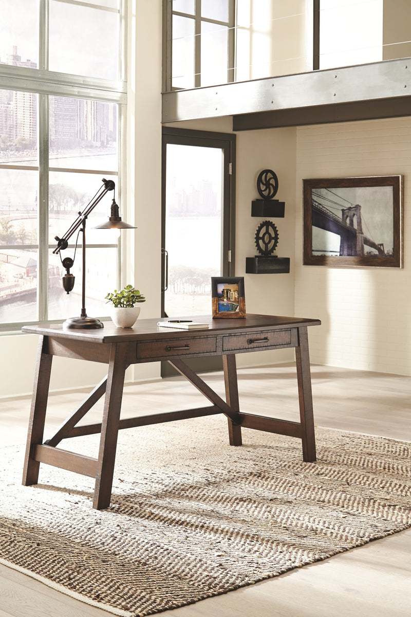 Baldridge - Rustic Brown - Home Office Large Leg Desk.