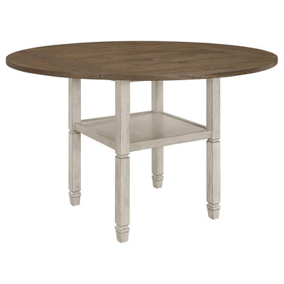 Sarasota - Counter Height Table With Shelf Storage - Nutmeg and Rustic Cream.