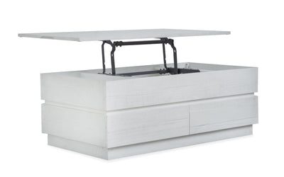 Claudette - Lift Top Storage Cocktail Table With Casters - Alabaster.