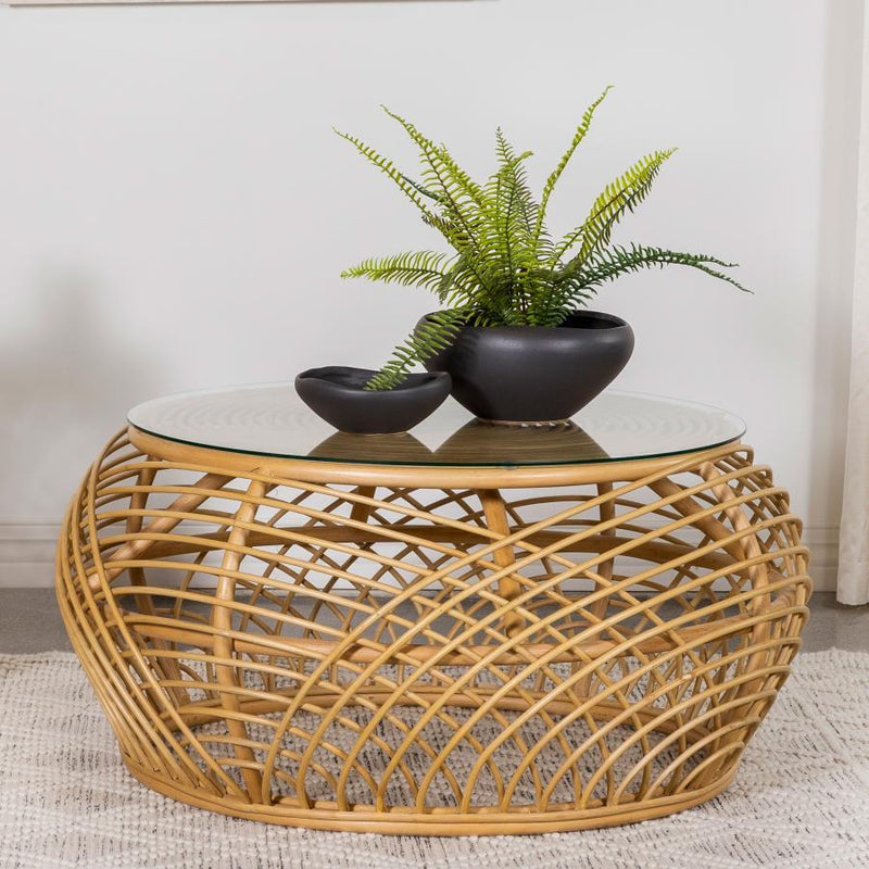 Dahlia - Round Woven Rattan Coffee Table - Natural.