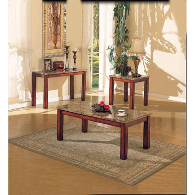 Bologna - End Table - Brown Marble & Brown Cherry - Grand Furniture GA