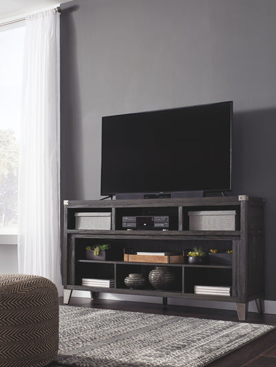 Todoe - Gray - 2 Pc. - 65" TV Stand With Wide Fireplace Insert.