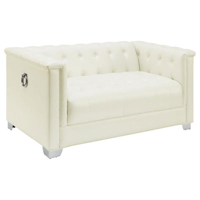 Chaviano - Tufted Upholstered Loveseat - Pearl White.