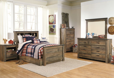 Trinell - Brown - Twin Bookcase Bed With 1 Large Storage Drawer.