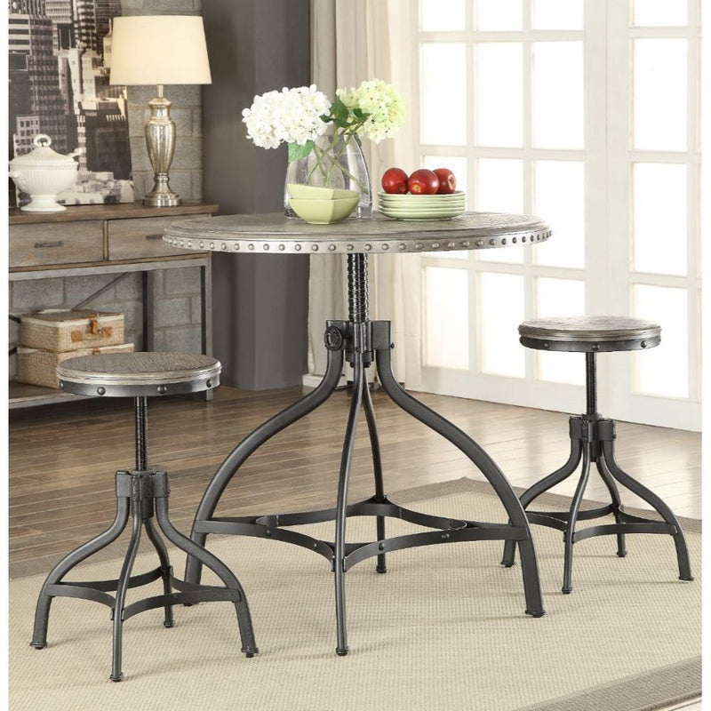 Fatima - Counter Height Set - Gray Oak & Metal - Grand Furniture GA