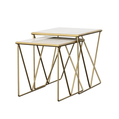 Bette - 2-Piece Nesting Table Set - White and Gold.