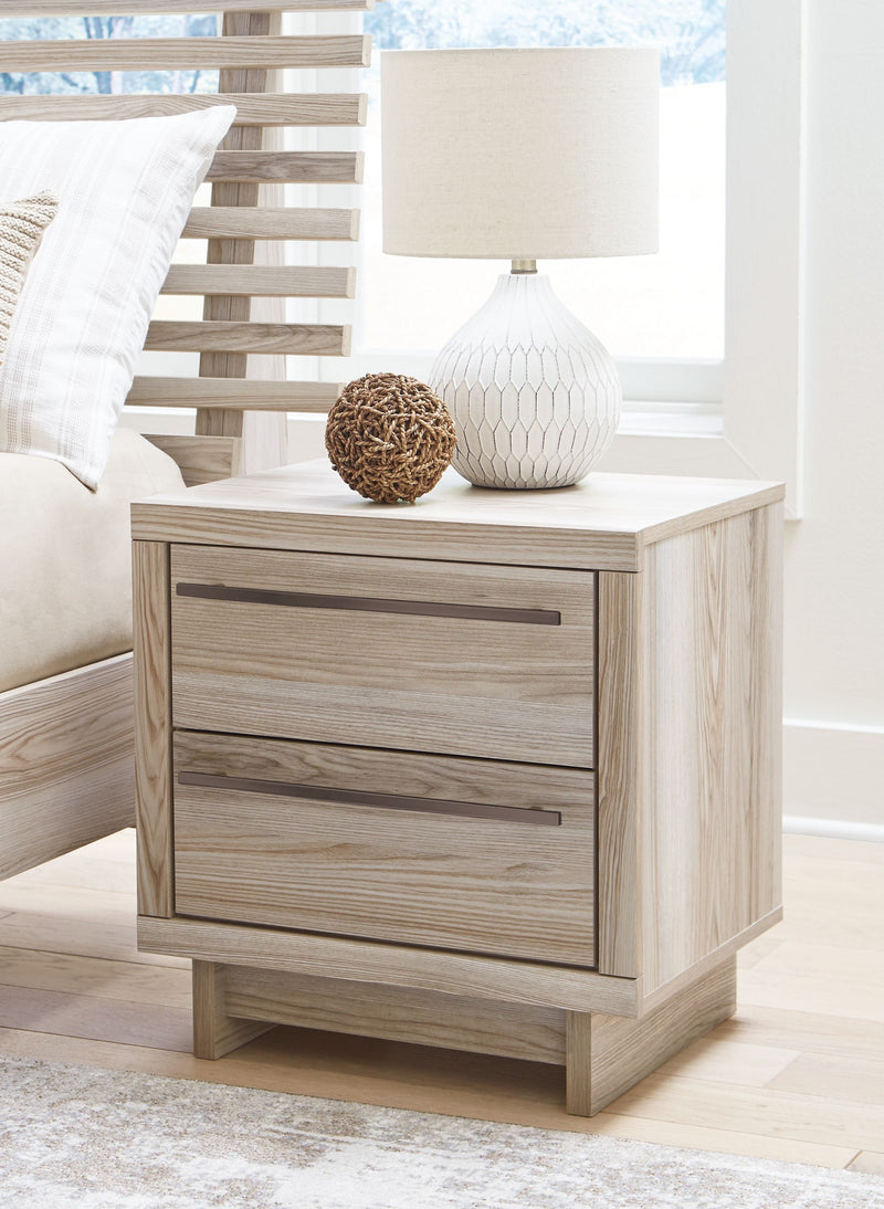 Hasbrick - Tan - Two Drawer Night Stand.