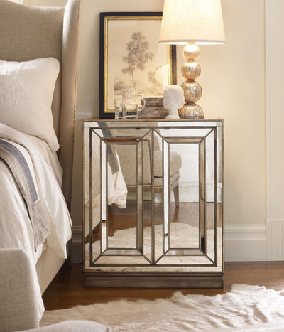 Sanctuary - 2-Door Mirrored Nightstand - Visage.