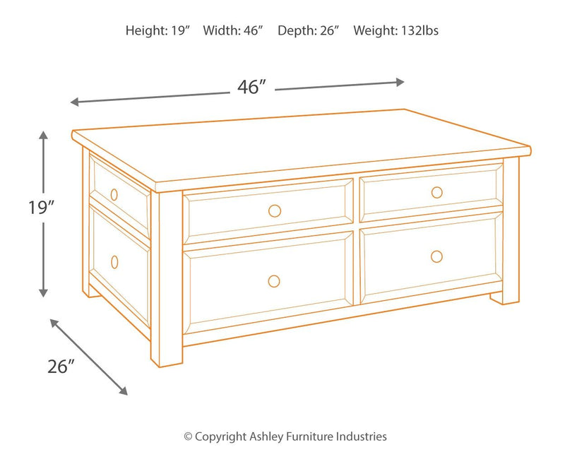 Tyler - Grayish Brown / Black - Lift Top Cocktail Table.