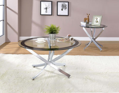 Brooke - Glass Top End Table - Chrome and Black.