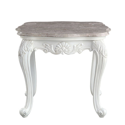 Ciddrenar - End Table - Marble Top & White Finish - Grand Furniture GA