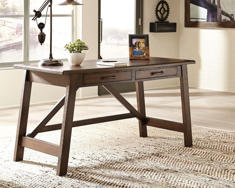 Baldridge - Rustic Brown - Home Office Large Leg Desk.
